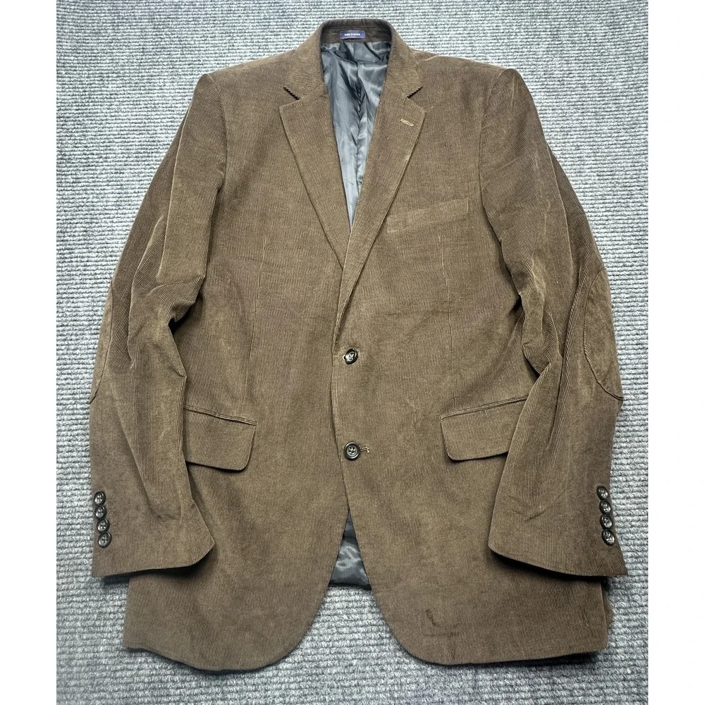 Stafford Blazer Mens 44‎ Long Brown Corduroy Sport Coat Classic Fit 2 Button